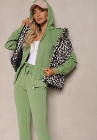 Renee - Zielony Casualowy Komplet Dresowy z Domieszką Bawełny Bluza z Kapturem i Spodnie Joggery Sineva. Kolor: zielony. Materiał: bawełna, dresówka #5