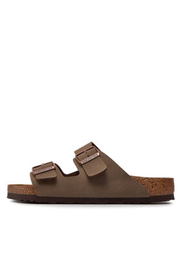 Birkenstock Klapki Arizona Birko-Flor nubuk 151181 Brązowy. Kolor: brązowy. Materiał: skóra