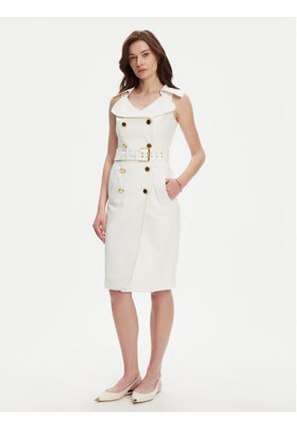 Marciano Guess Sukienka koktajlowa 5YGK37 7311A Biały Regular Fit. Kolor: biały. Materiał: bawełna, syntetyk. Styl: wizytowy
