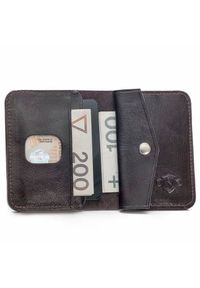 Solier - Skórzany cienki portfel męski z bilonówką SOLIER SW16 SLIM ciemny brąz. Kolor: brązowy. Materiał: skóra