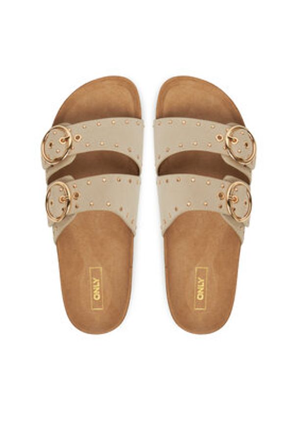 ONLY Shoes Klapki Onlmaxi-15 Pu Studs Buckle 15341190 Écru. Materiał: skóra
