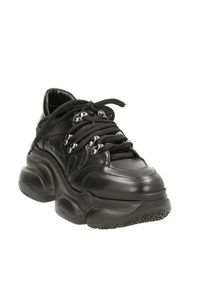 NANDO MUZI - Czarne sneakersy ze skóry. Zapięcie: sznurówki. Kolor: czarny. Materiał: skóra