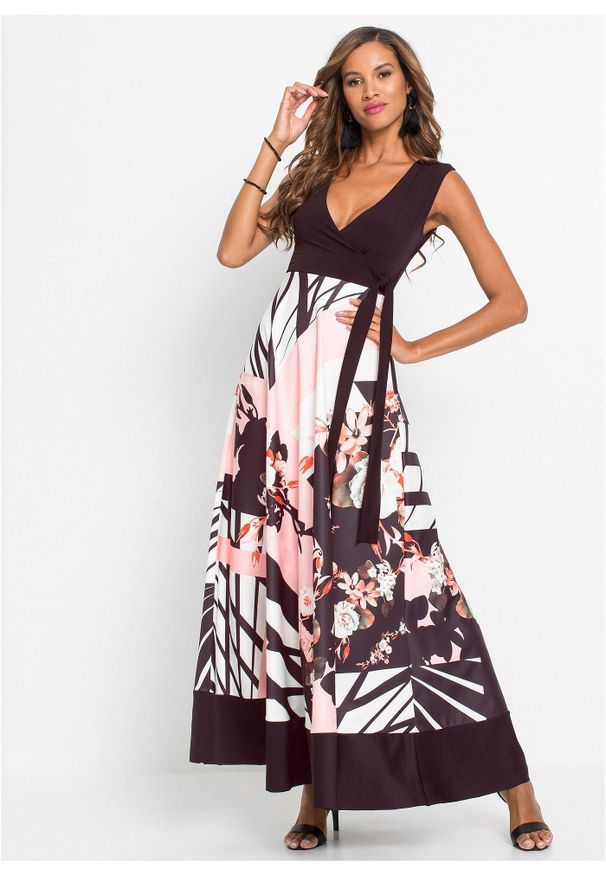 bonprix - Sukienka maxi. Kolor: czarny. Styl: elegancki. Długość: maxi