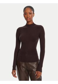 TwinSet - TWINSET Sweter 252TT3111 Brązowy Slim Fit. Kolor: brązowy. Materiał: wełna