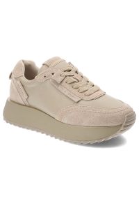 Beżowe Sneakersy Artiker Modne Obuwie Damskie. Okazja: na co dzień. Kolor: beżowy. Materiał: zamsz, skóra. Wzór: gładki. Styl: casual, wizytowy #1