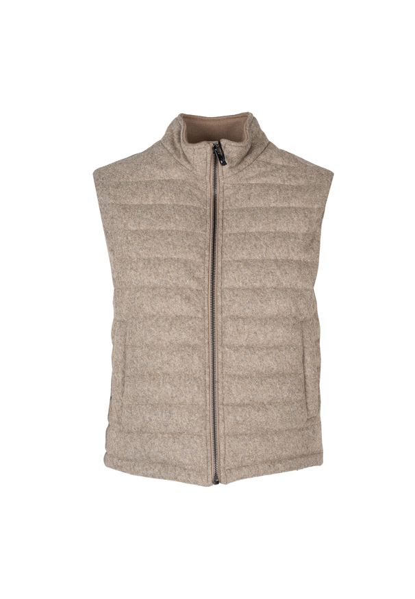 Xagon Bezrękawnik "Down Vest" | A2505 2PMEC02 | Mężczyzna | Beżowy. Okazja: na co dzień, na spotkanie biznesowe, na spacer. Kolor: beżowy. Materiał: poliester, wełna. Długość rękawa: bez rękawów. Długość: długie. Sezon: jesień, wiosna, lato. Styl: biznesowy, casual, elegancki