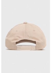 Hugo - HUGO czapka z daszkiem bawełniana kolor beżowy z aplikacją. Kolor: beżowy. Materiał: bawełna. Wzór: aplikacja #4