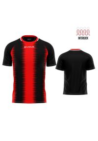 Givova Stripe Sport T-shirt Red-Zwart XL oddech i elastyczny. Kolor: czerwony, czarny, wielokolorowy. Długość rękawa: długi rękaw. Styl: sportowy