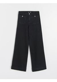 Sinsay - Jeansy wide leg - czarny. Kolor: czarny