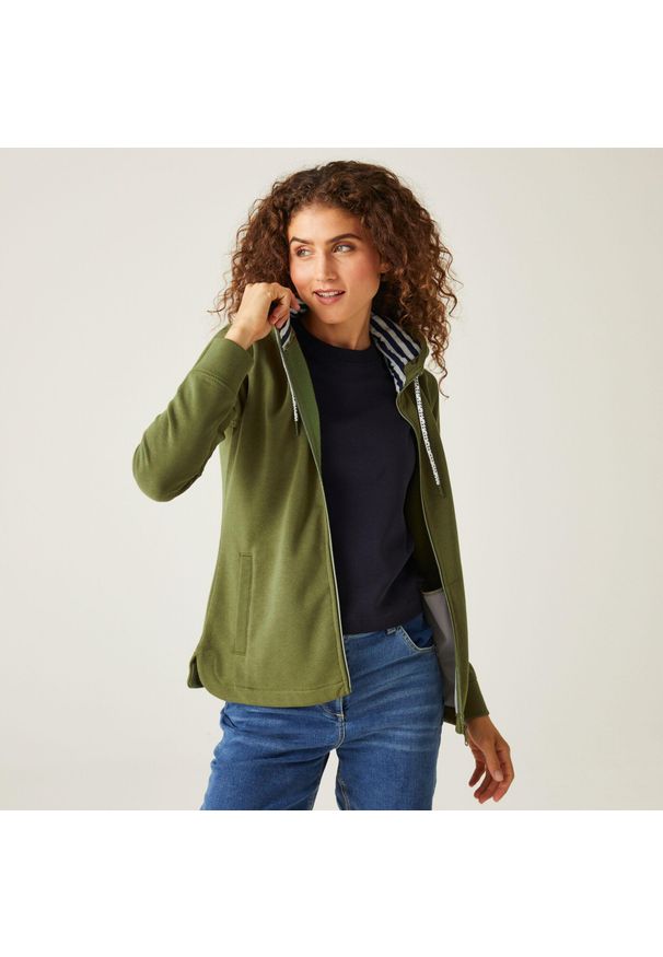 Regatta - Bayletta damska bluza z kapturem. Typ kołnierza: kaptur. Kolor: zielony. Styl: sportowy, wakacyjny. Sport: turystyka piesza