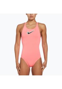 Strój pływacki jednoczęściowy damski Nike Hydrastrong 3D Swoosh Fastback. Kolor: różowy