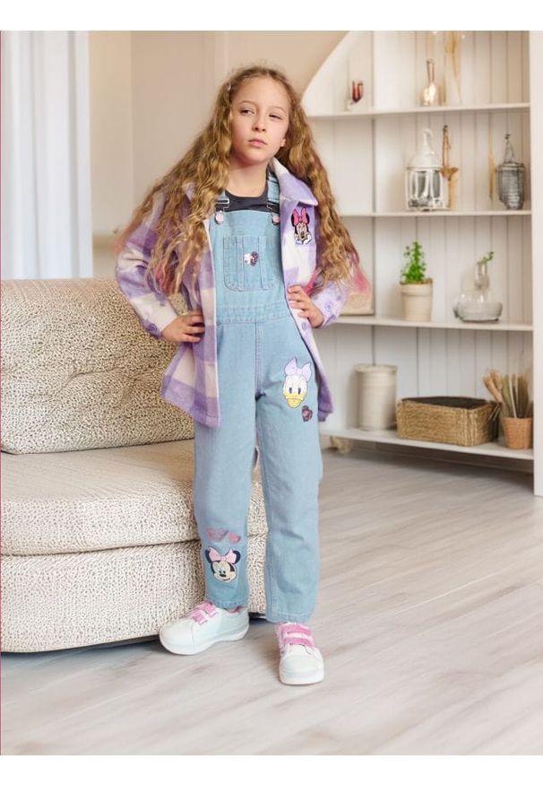 Sinsay - Kurtka koszulowa z Myszką Minnie - fioletowy. Typ kołnierza: kołnierzyk klasyczny. Kolor: fioletowy. Materiał: dzianina. Wzór: motyw z bajki. Styl: klasyczny