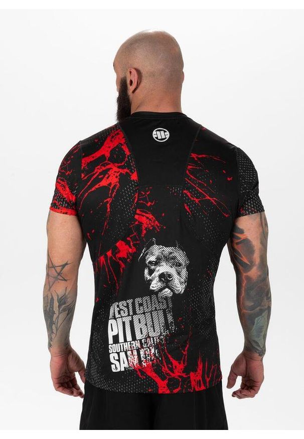 PITBULL - Koszulka męska Pitbull Mesh Performance Pro plus Blood Dog II. Kolor: czarny. Materiał: mesh