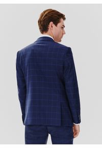 Pako Lorente - PAKO LORENTE – Granatowa marynarka garniturowa w niebieską kratkę. Okazja: na wesele, na komunię, na ślub cywilny. Kolor: niebieski. Materiał: poliester, lycra, wełna. Wzór: kratka #8