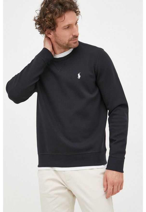 Polo Ralph Lauren bluza 710675313021 męska kolor czarny gładka. Typ kołnierza: polo. Kolor: czarny. Wzór: gładki