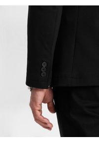 Ombre Clothing - Marynarka męska SLIM z dzianiny o subtelnej strukturze – czarna V2. Okazja: do pracy. Kolor: czarny. Materiał: dzianina. Wzór: kolorowy. Styl: klasyczny #7