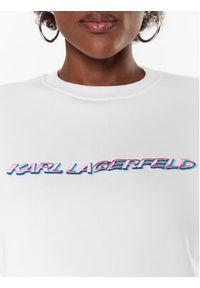 Karl Lagerfeld - KARL LAGERFELD Bluza Future Logo 225W1804 Écru Regular Fit. Typ kołnierza: dekolt w karo. Materiał: bawełna #5