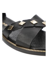 Czarne Sandały Armodo Stylowe Obuwie Damskie. Zapięcie: pasek. Kolor: czarny. Materiał: skóra, jeans. Wzór: paski. Obcas: na obcasie. Styl: elegancki. Wysokość obcasa: niski #3