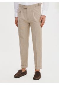 Pako Lorente - PAKO LORENTE - Spodnie męskie w prążek z lnem. Okazja: na co dzień. Materiał: len. Wzór: prążki. Sezon: lato. Styl: casual #9