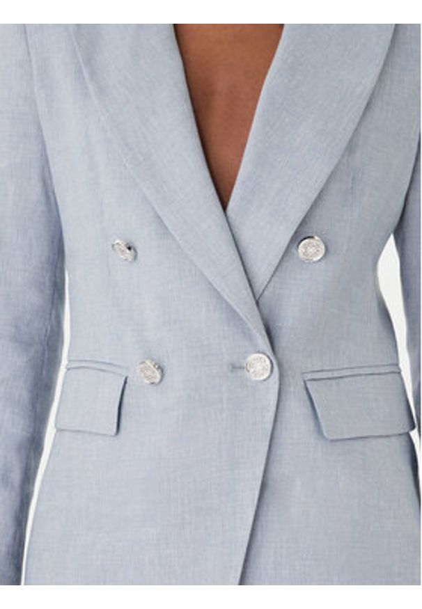 Marella Marynarka Bussola 2613041181 Błękitny Regular Fit. Kolor: niebieski. Materiał: wiskoza, len