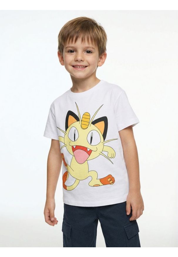 Sinsay - Bawełniana koszulka z nadrukiem Pokemon - biały. Kolor: biały. Materiał: bawełna. Wzór: nadruk