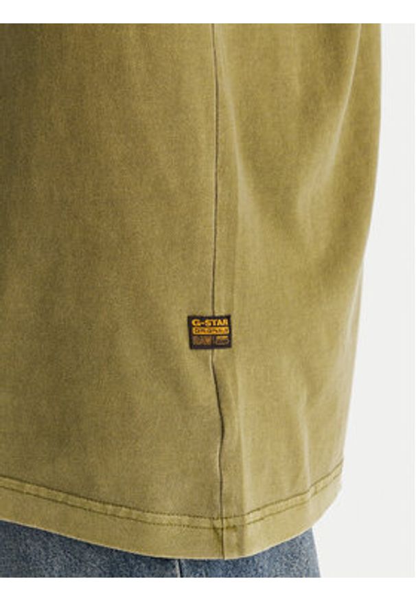 G-Star RAW - G-Star Raw T-Shirt Overdyed D24780-C756 Zielony Boxy Fit. Kolor: zielony. Materiał: bawełna