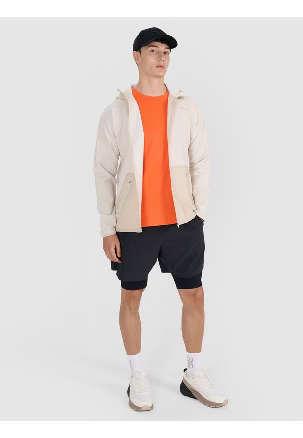 4f - 4F Bluza treningowa rozpinana z kapturem męska 4F x Robert Lewandowski - biała XXL. Typ kołnierza: kaptur. Kolor: biały. Materiał: dzianina, tkanina, włókno, syntetyk, materiał, skóra. Długość rękawa: raglanowy rękaw. Wzór: ze splotem. Styl: klasyczny, sportowy