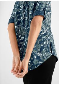 Tunika shirtowa z bawełny, rękawy 3/4 bonprix ciemnoniebieski "paisley". Kolor: niebieski. Materiał: bawełna. Wzór: paisley #5
