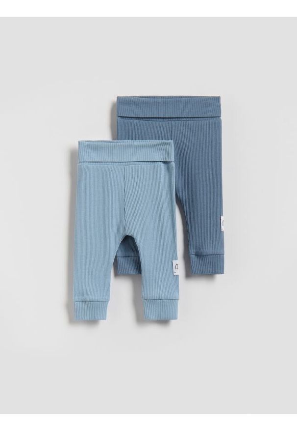 Reserved - Bawełniane legginsy 2 pack - granatowy. Kolor: niebieski. Materiał: bawełna