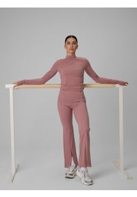 4f - 4F Longsleeve treningowy slim szybkoschnący damski - różowa S. Typ kołnierza: kołnierzyk stójkowy. Kolor: różowy. Długość rękawa: długi rękaw. Sport: fitness #2