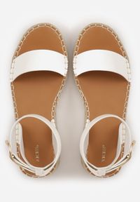 Born2be - Białe Sandały VICES na Niskim Koturnie z Plecionki z Paskiem Wokół Kostki Tetea. Okazja: na co dzień. Zapięcie: pasek. Kolor: biały. Materiał: len. Sezon: lato. Obcas: na koturnie. Styl: casual, klasyczny #2