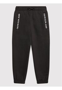 Calvin Klein Jeans Spodnie dresowe Intarisia Logo Jogger IU0IU00235 Czarny Regular Fit. Kolor: czarny. Materiał: bawełna, dresówka