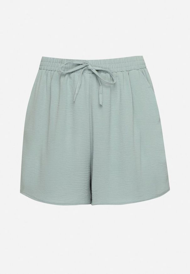 Born2be - Jasnozielone Szorty z Wysokim Stanem i Gumką w Pasie Mevaraia. Stan: podwyższony. Kolekcja: plus size. Kolor: zielony. Sezon: lato. Styl: klasyczny