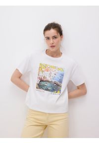 Reserved - T-shirt z nadrukiem - biały. Kolor: biały. Materiał: bawełna. Wzór: nadruk #1