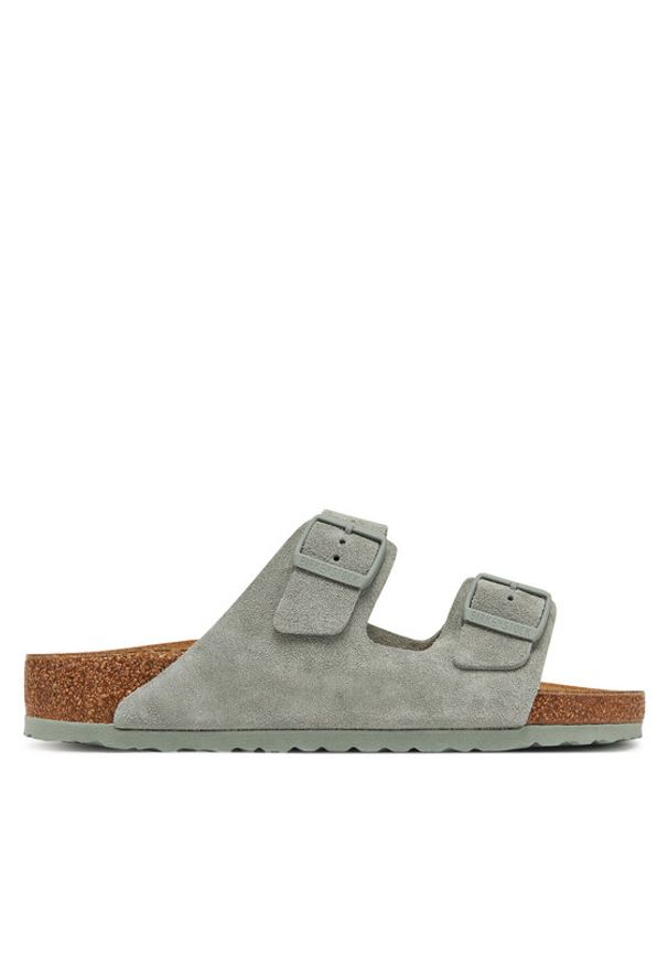 Birkenstock Klapki Arizona zamsz 1029146 Zielony. Kolor: zielony. Materiał: zamsz, skóra