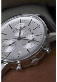 Timex zegarek TW2V36600 Midtown męski kolor brązowy. Kolor: brązowy. Materiał: skóra, materiał #5
