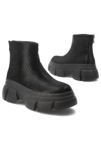 Czarne Botki S.Barski Modne Buty Damskie. Okazja: na co dzień. Kolor: czarny. Materiał: jeans. Szerokość cholewki: normalna. Sezon: zima, jesień. Obcas: na platformie. Styl: casual #6