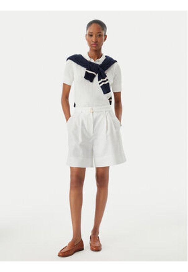 TOMMY HILFIGER - Tommy Hilfiger Szorty materiałowe WW0WW49040 Biały Wide Leg. Kolor: biały. Materiał: syntetyk