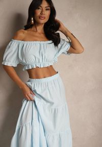Renee - Jasnoniebieski 2-częściowy Komplet z Wiskozy w Hiszpańskim Stylu Avasa. Kolor: niebieski. Materiał: wiskoza