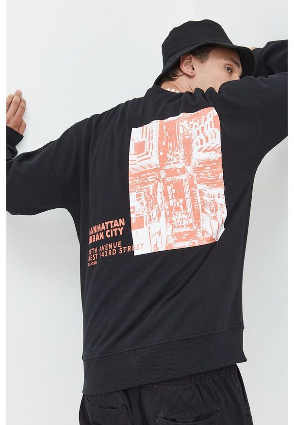 Only & Sons bluza męska kolor czarny z nadrukiem. Kolor: czarny. Materiał: bawełna. Wzór: nadruk