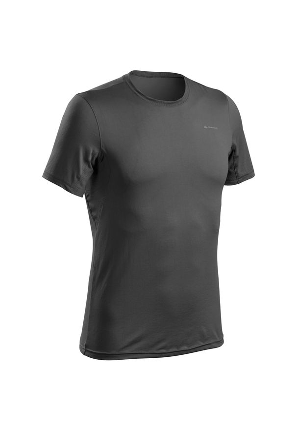 quechua - Koszulka turystyczna męska Quechua MH100. Kolor: szary. Materiał: poliamid, materiał, poliester, elastan