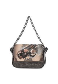 Brązowa Elegancka Damska Torebka Z Klapką Anekke. Kolor: brązowy. Wzór: aplikacja. Materiał: zdobione. Styl: elegancki #4