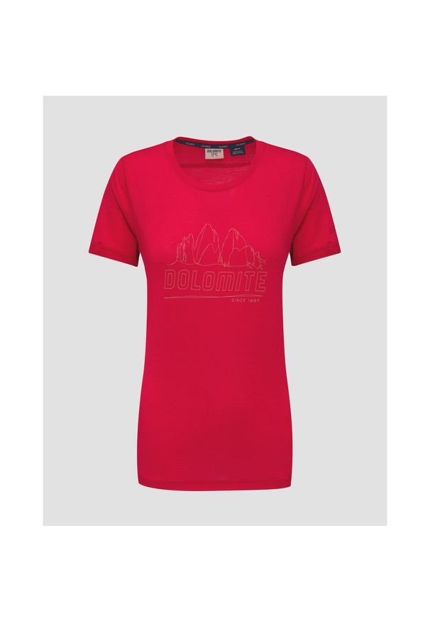 T-shirt damski Dolomite Cristallo Merino SS Watermelon Red. Kolor: czerwony