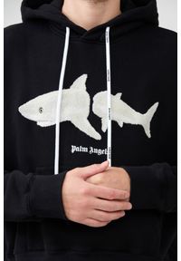 PALM ANGELS Czarna męska bluza z kapturem White Shark Hoody, Rozmiar S. Typ kołnierza: kaptur. Kolor: czarny #6