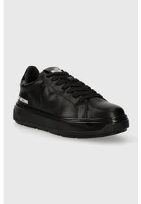 Love Moschino sneakersy skórzane BOLD40 kolor czarny JA15674G0HIA500A. Nosek buta: okrągły. Kolor: czarny. Materiał: skóra. Obcas: na platformie #4