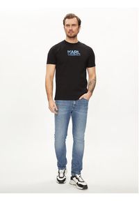 Karl Lagerfeld - KARL LAGERFELD T-Shirt 755063 542241 Czarny Regular Fit. Typ kołnierza: dekolt w karo. Kolor: czarny. Materiał: bawełna