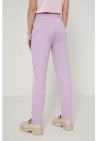 medicine - Medicine spodnie damskie kolor fioletowy gładkie. Kolor: fioletowy. Materiał: dzianina. Wzór: gładki