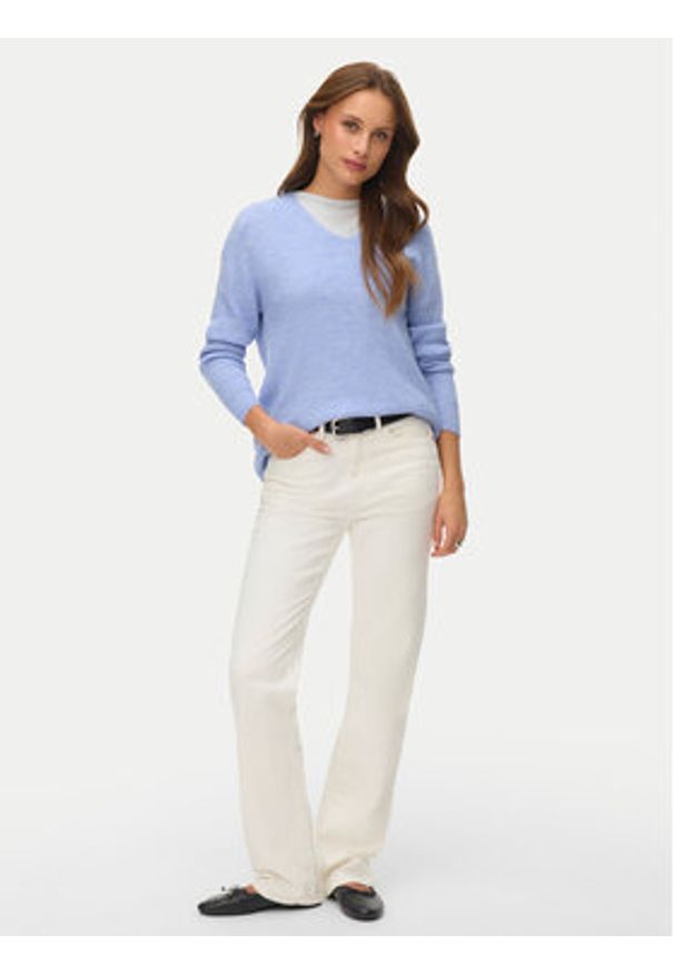 Vero Moda Sweter Crewlefile 10233357 Błękitny Loose Fit. Kolor: niebieski. Materiał: syntetyk