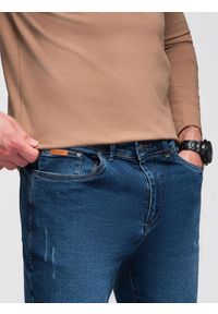 Ombre Clothing - Spodnie męskie jeansowe JOGGERY z klasyczna opaśnicą - niebieskie V2 - Rozmiar: L. Okazja: na co dzień. Kolor: niebieski. Materiał: jeans. Styl: klasyczny #6