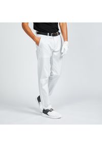 INESIS - Spodnie do golfa chino męskie Inesis MW500. Kolor: biały. Materiał: materiał, bawełna, poliester, elastan. Sport: golf